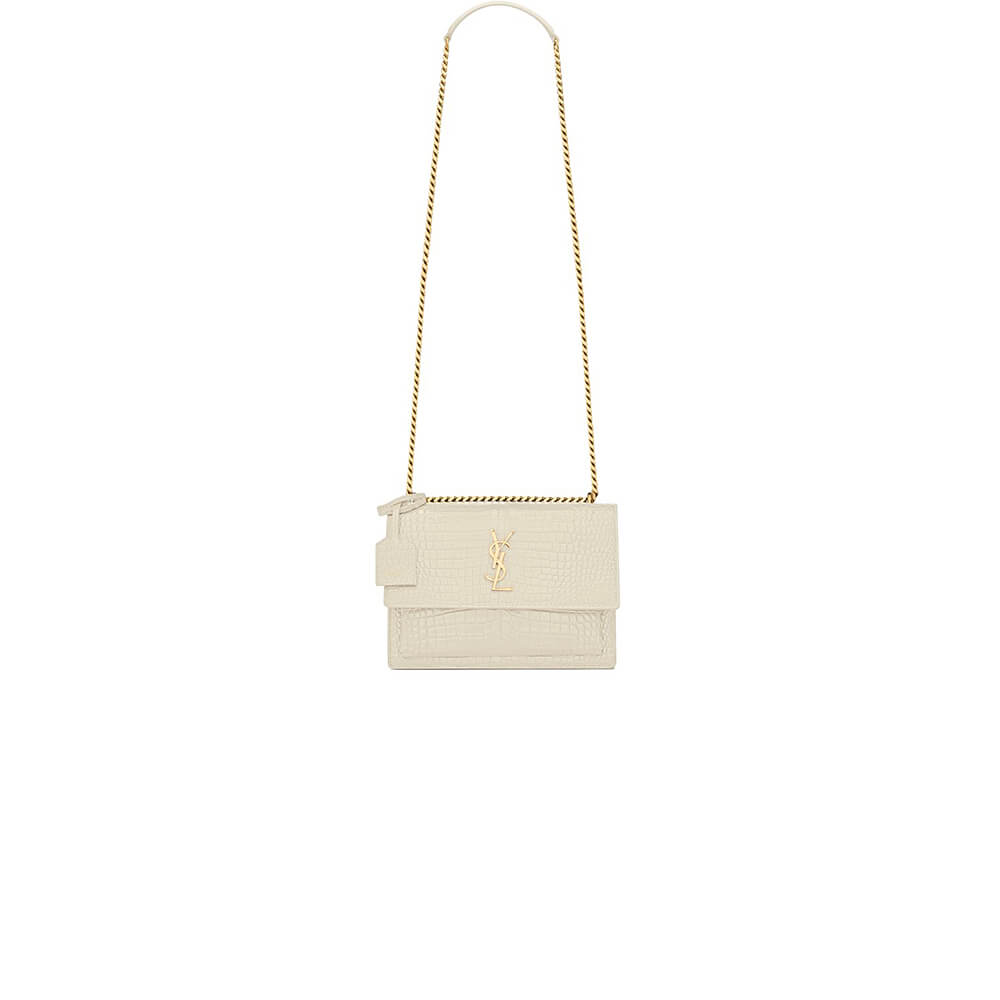 black YSL Crocodile-embossed leather SUNSEt.mes
dium