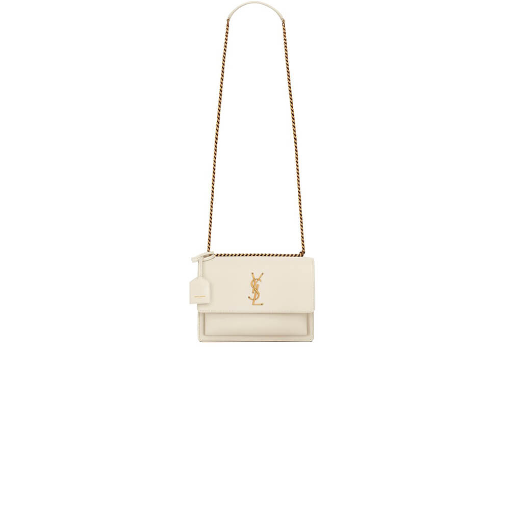 White YSL sunset.mes
dium leather shoulder bag