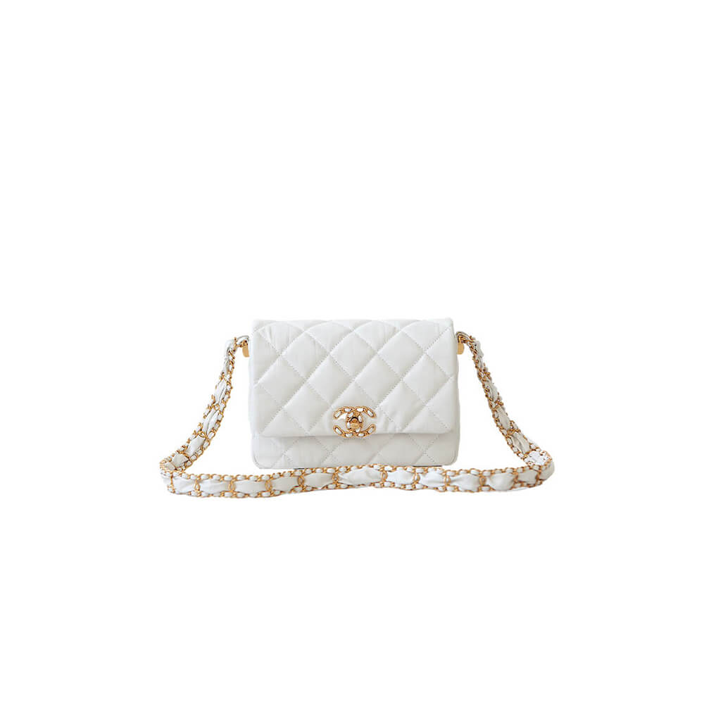White CHANEL MINI FLAP