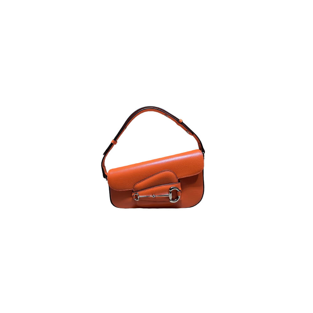 Orange Gucci Horsebit 1955 Small Shoulder Bag