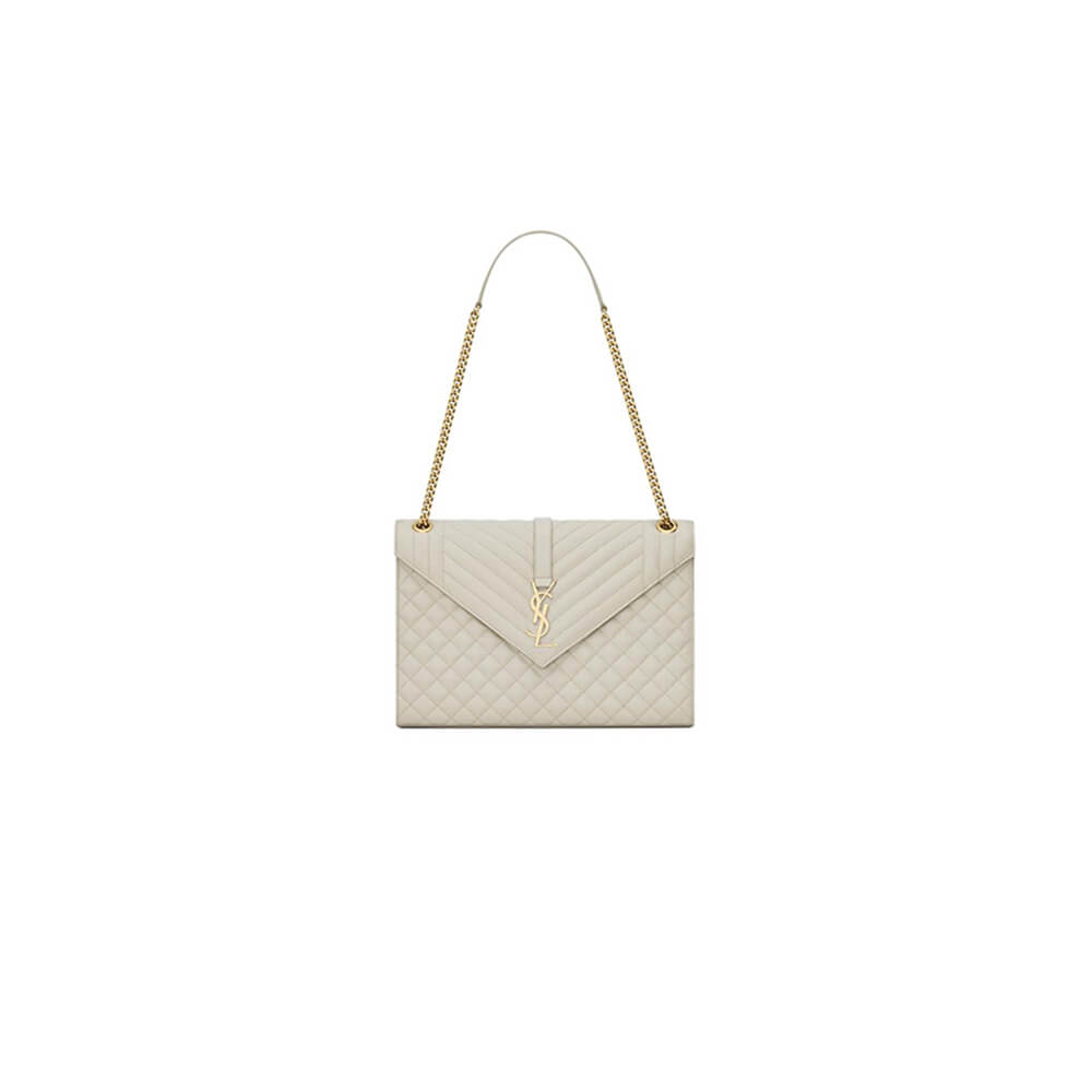 White YSL Large Envelope Bag