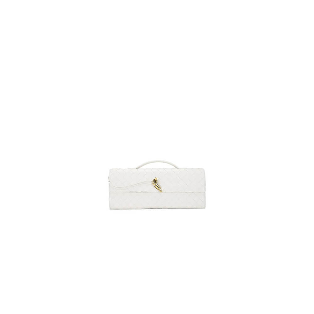 White Bottega Veneta Andiamo Clutch (Best
 GRADE)