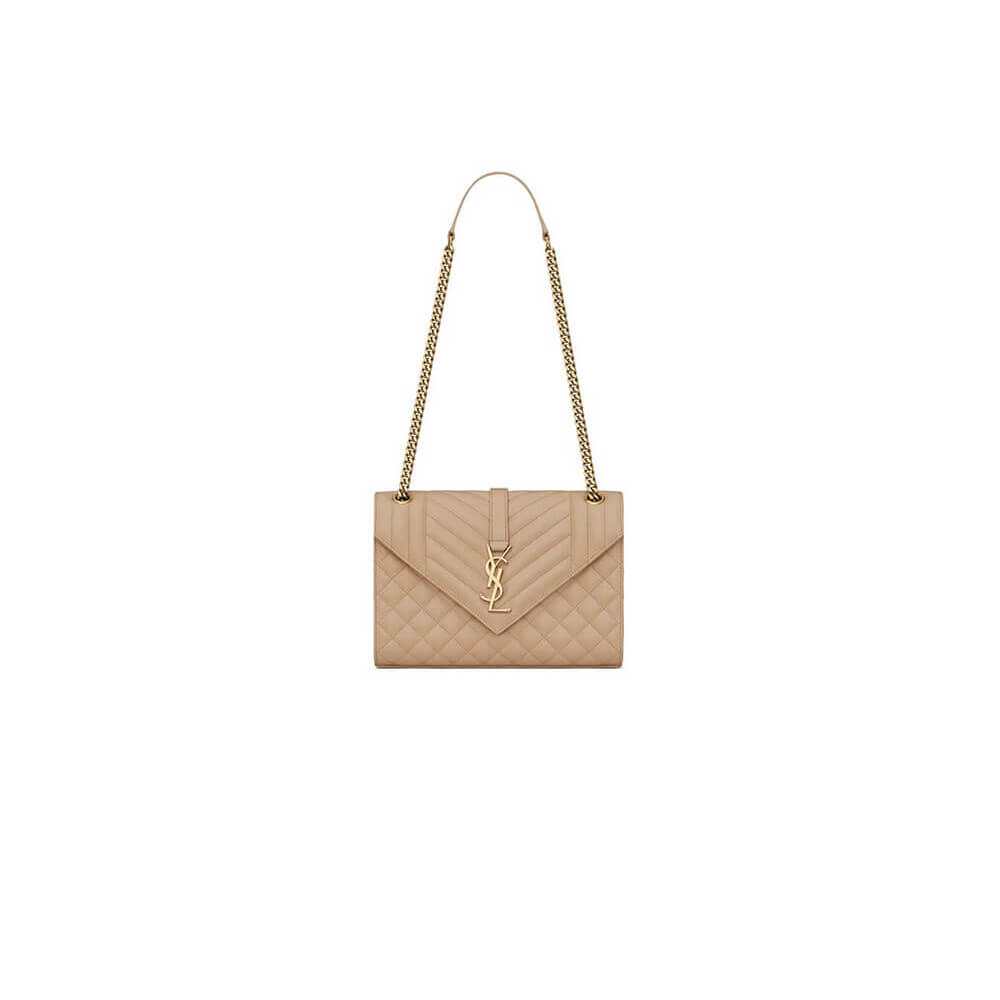 YSL ENVELOPE MEDIUM IN QUILTED GRAIN DE POUDRE EMBOSSED LEATHER