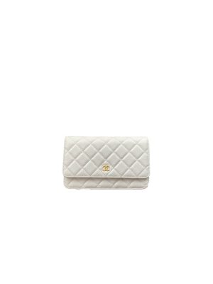 White Chanel classic chain wallet
