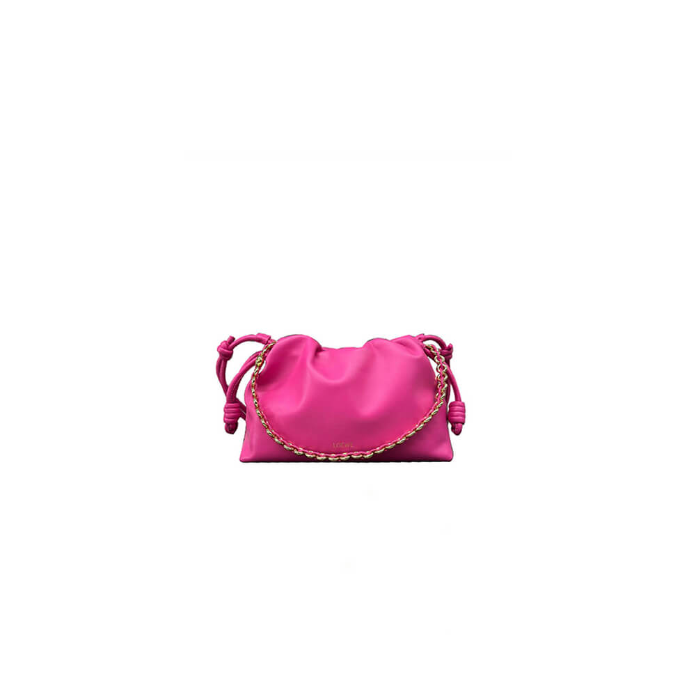 Rose Pink Loewe Medium Flamenco purse in mellow nappa lambskin