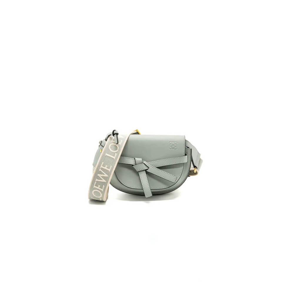 Light blue Loewe Small Gate bag in soft calfskin and jacquard