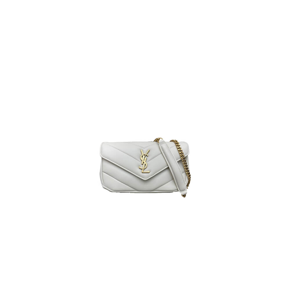 White YSL LOULOU small in MATELASSE lambskin