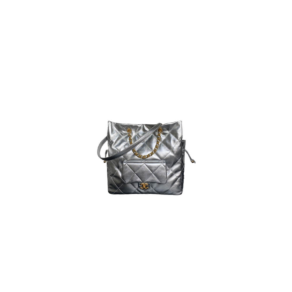 Silver Chanel Shopping Bag (Best
 grade)