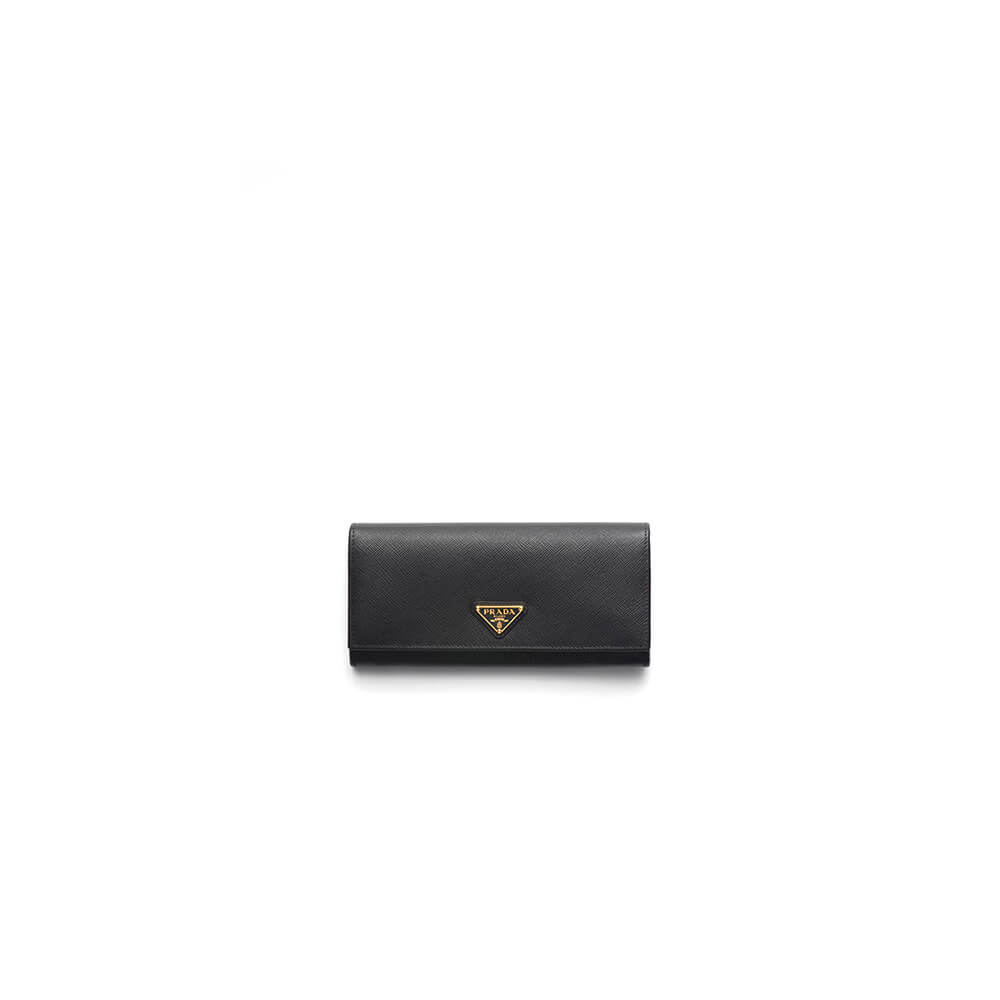Black Prada Large Saffiano Leather Wallet