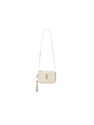 White YSL LOU CAMERA BAG IN QUILTED LEATHER