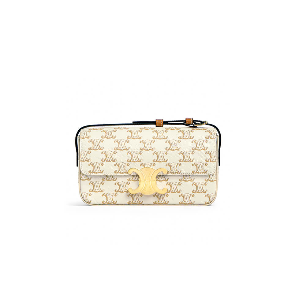 White CELINE TRIOMPHE SHOULDER BAG