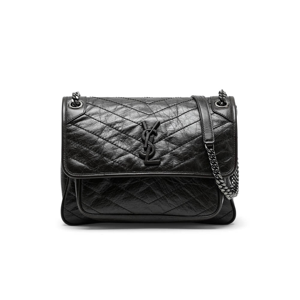Black SAINT LAURENT NIKI MEDIUM IN CRINKLED VINTAGE LEATHER
