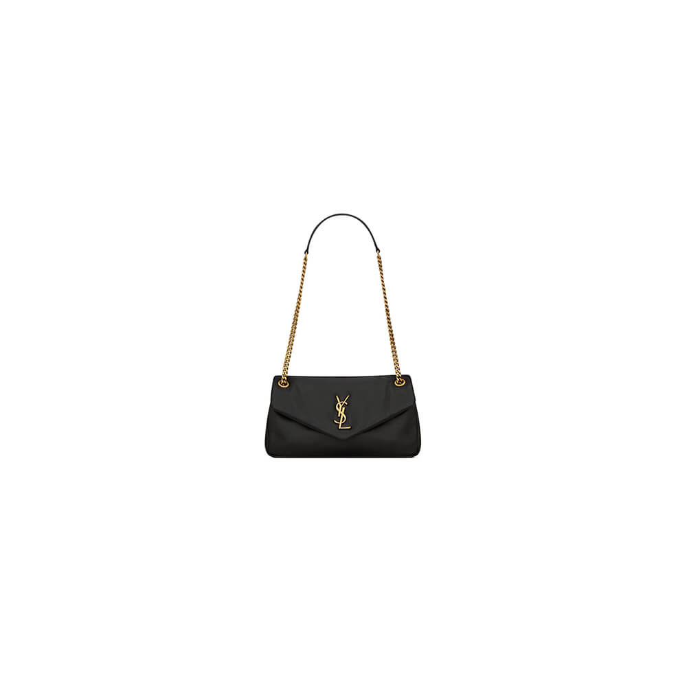 Black YSL CALYPSO small in plunged lambskin
