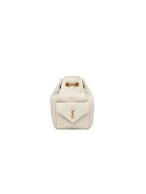 White YSL Joe quilted lambskin mini bucket bag