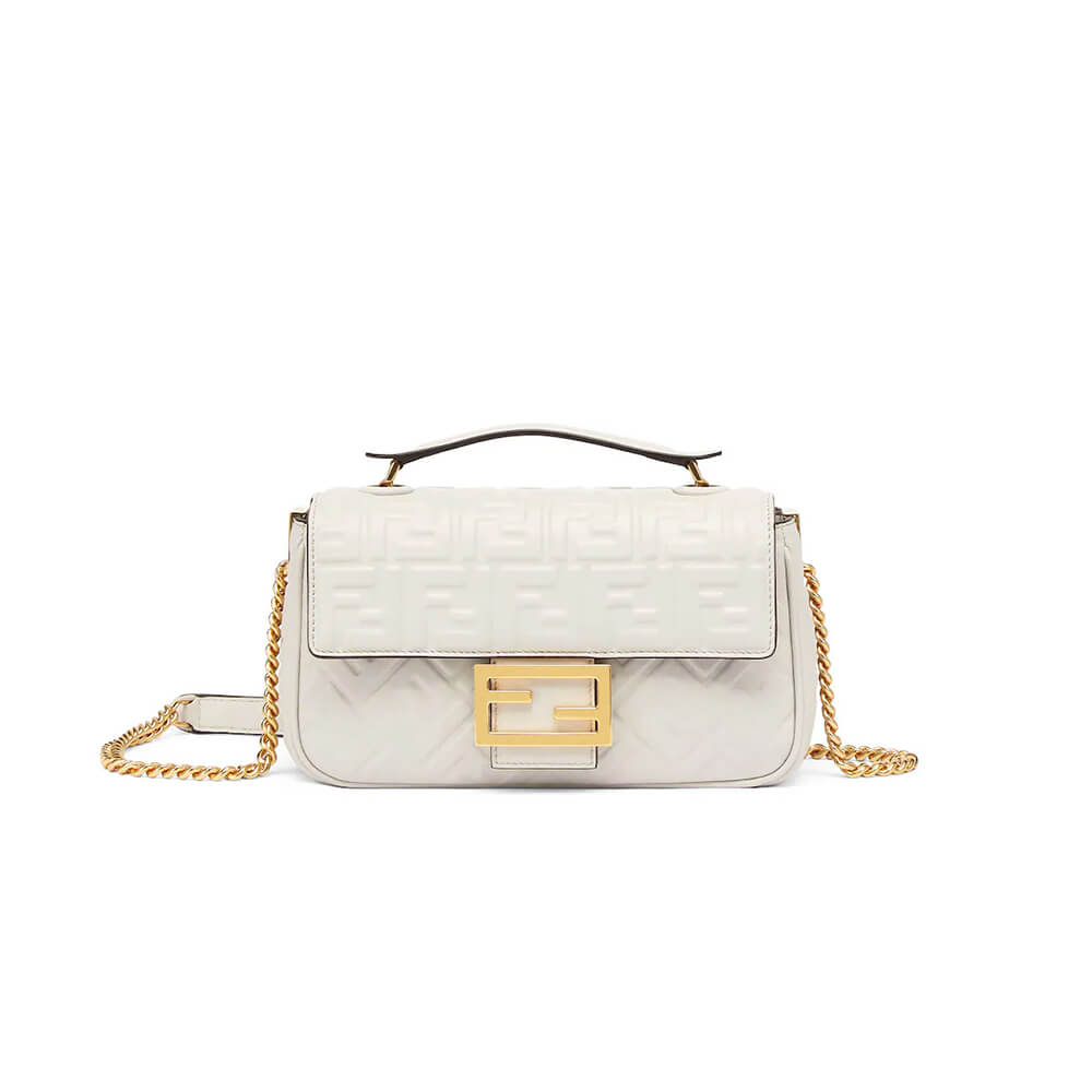 White Fendi Baguette Chain Midi