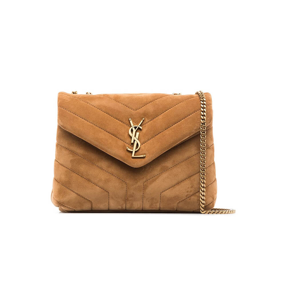 LOULOU SMALL CHAIN BAG IN QUILTED SUEDE