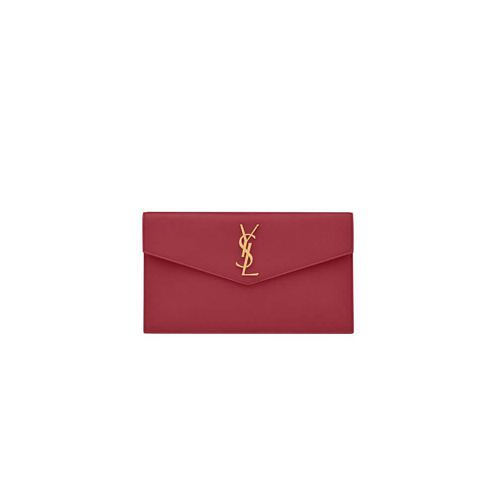 Gold YSL UPTOWN POUCH IN GRAIN DE POUDRE EMBOSSED LEATHER