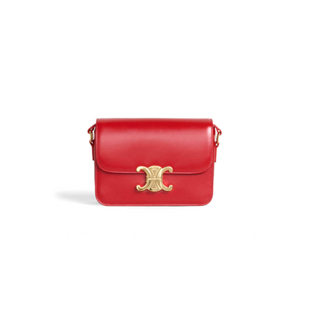 Red CELINE CLASSIQUE TRIOMPHE BAG IN CALFSKIN