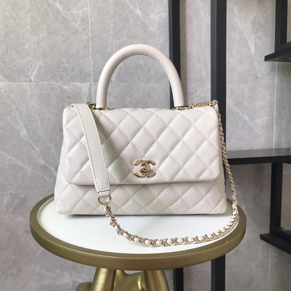 White Chanel Coco handle flap shoulder bag PM - Image 2