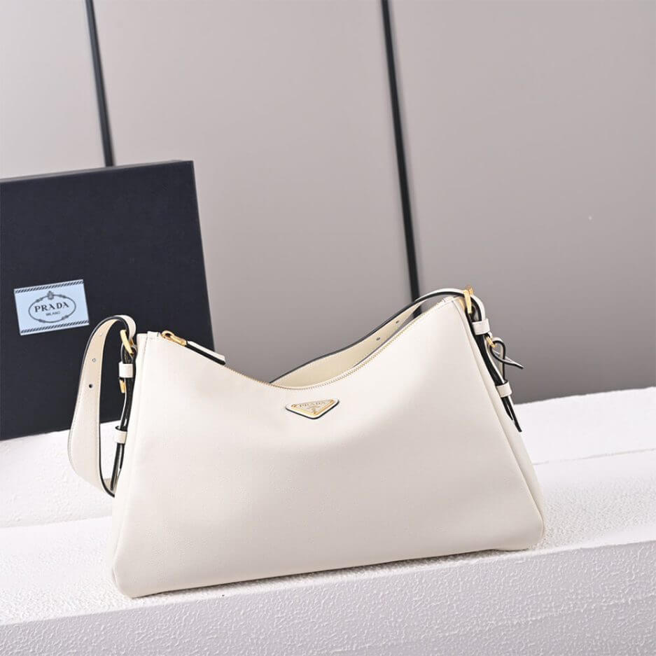 White Prada Aimee large leather shoulder bag - Image 2