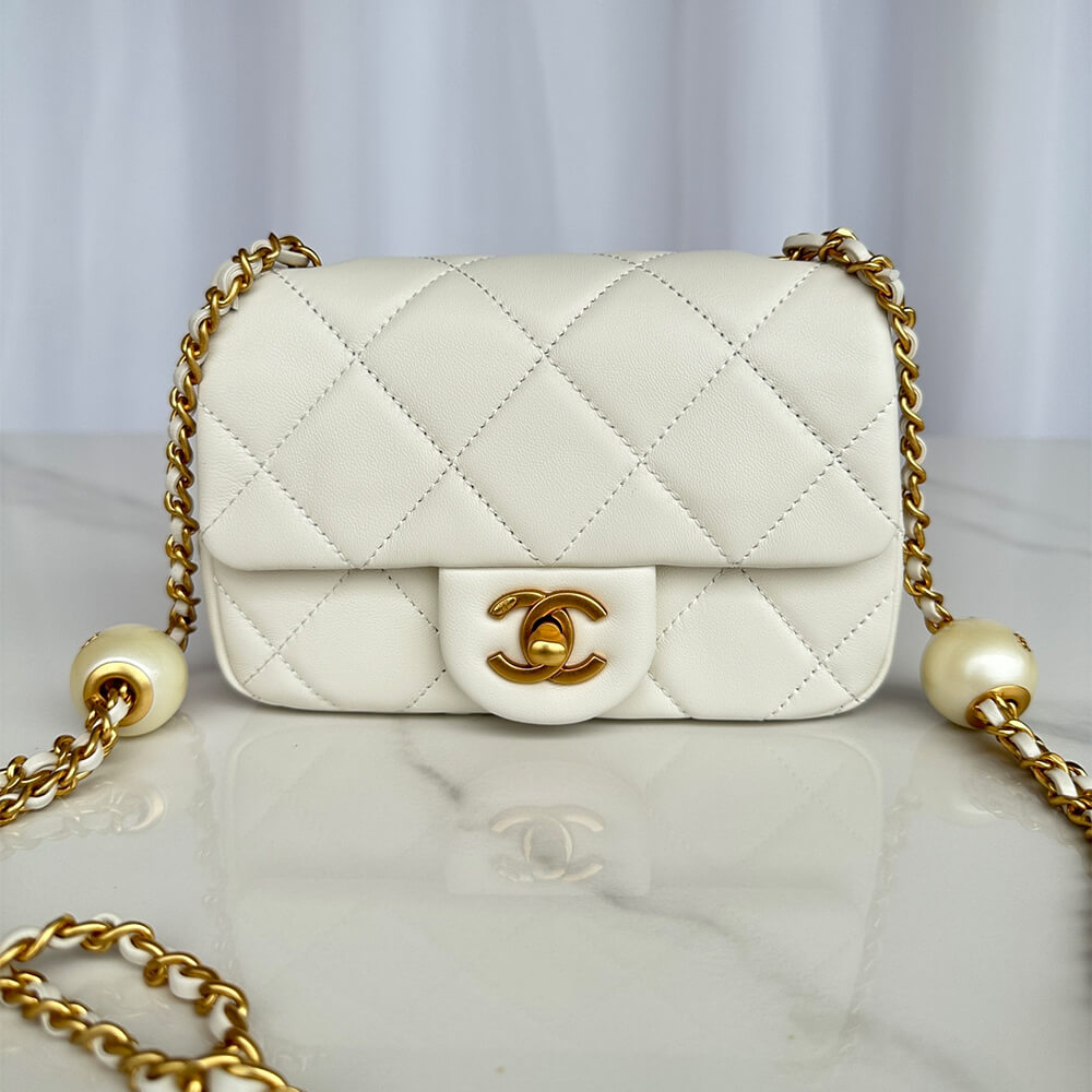 White Chanel MINI FLAP BAG - Image 2
