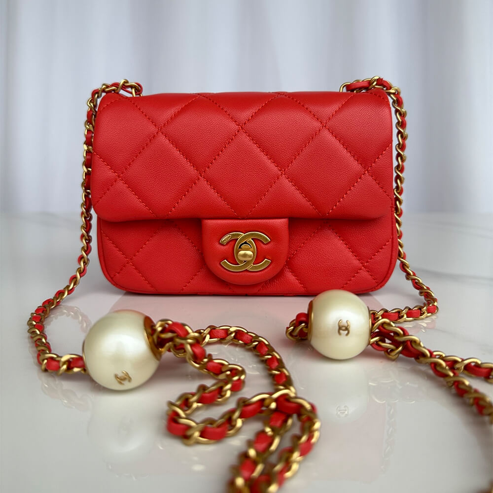 Red Chanel MINI FLAP BAG - Image 2