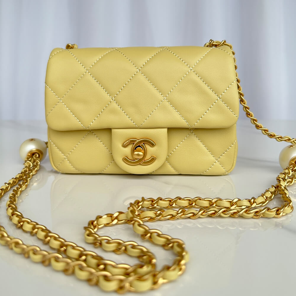 Yellow Chanel MINI FLAP BAG - Image 2