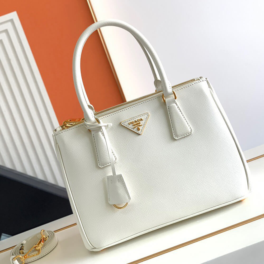 White Medium Prada Galleria Saffiano leather Bag