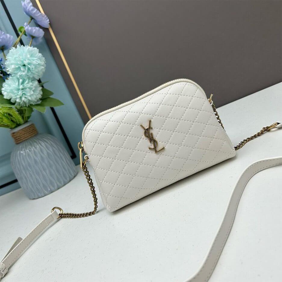 Blanc YSL Gaby zipped pouch in quilted lambskin - Image 2