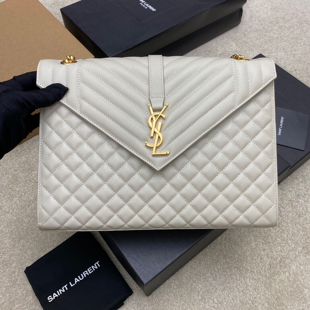 White YSL Large Envelope Bag - Image 2
