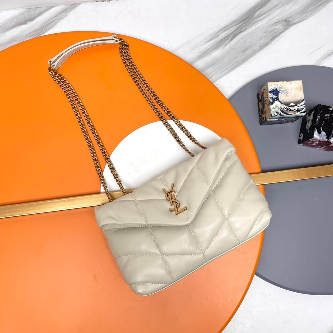 White YSL Toy Puffer in lambskin - Image 2