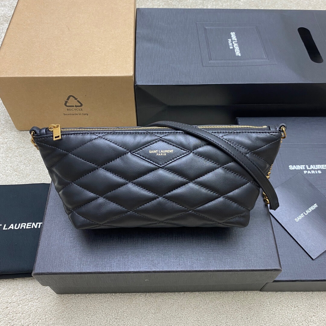 Black YSL MINI BAG IN QUILTED LAMBSKIN - Image 2