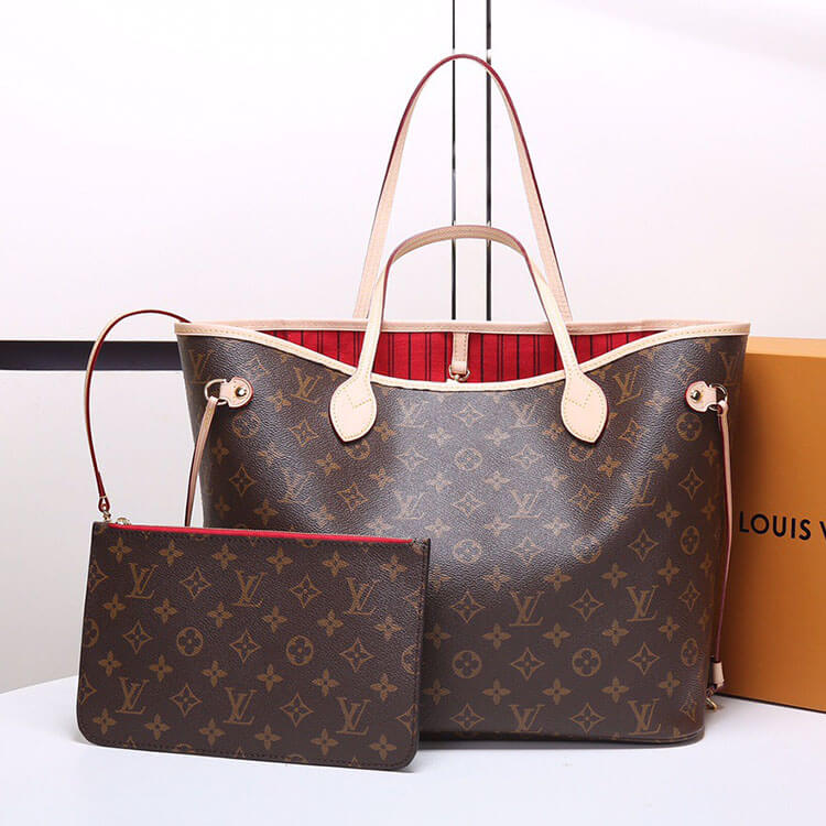 Cerise Red LV Neverfull MM Tote - Image 2