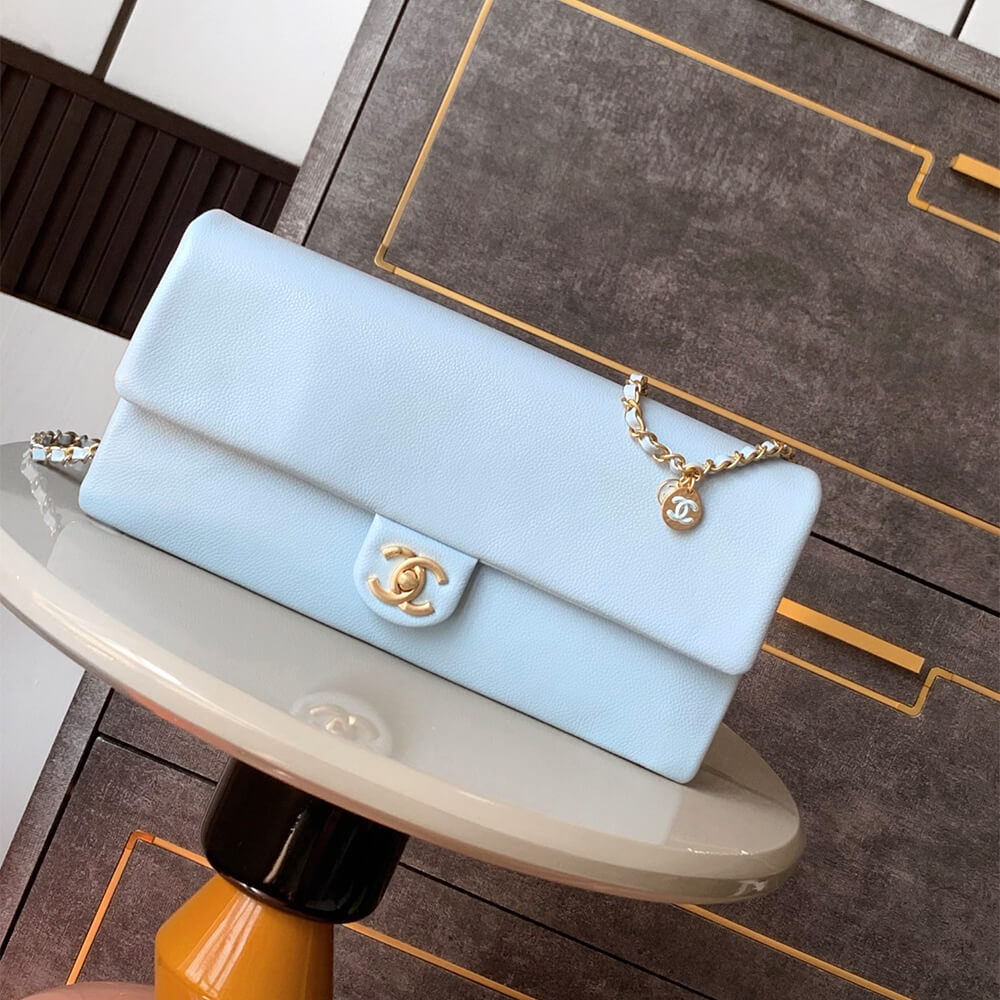 Light Blue CHANEL Long Flap Bag (Best
 grade) - Image 2