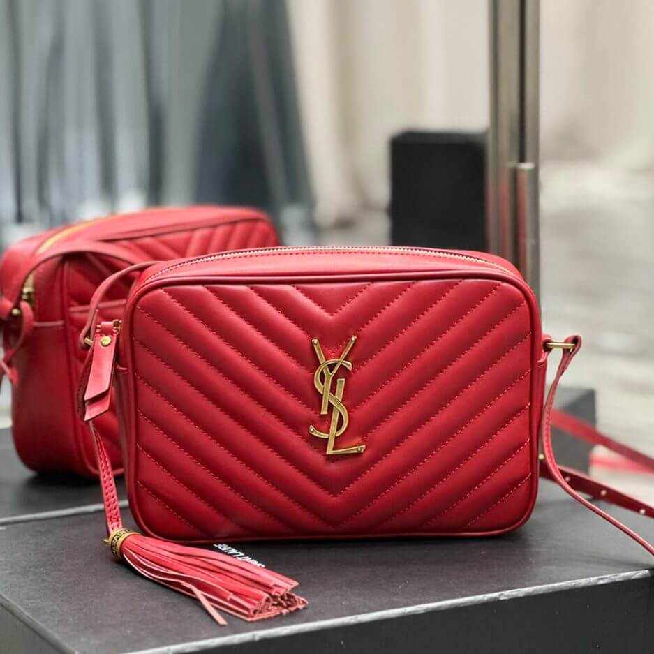 Red YSL LOU CAMERA BAG IN QUILTED LEATHER - Image 2