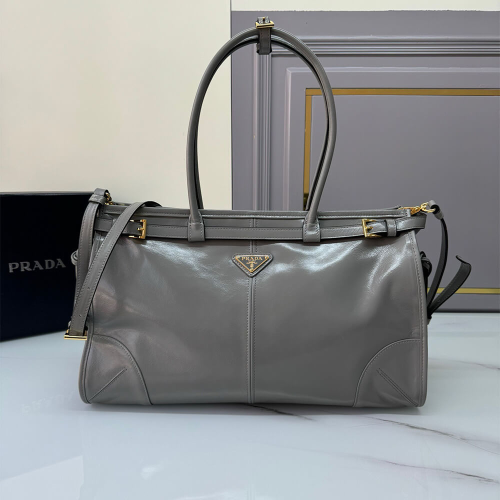 Pewter Prada Large leather handbag (Best
 grade) - Image 2