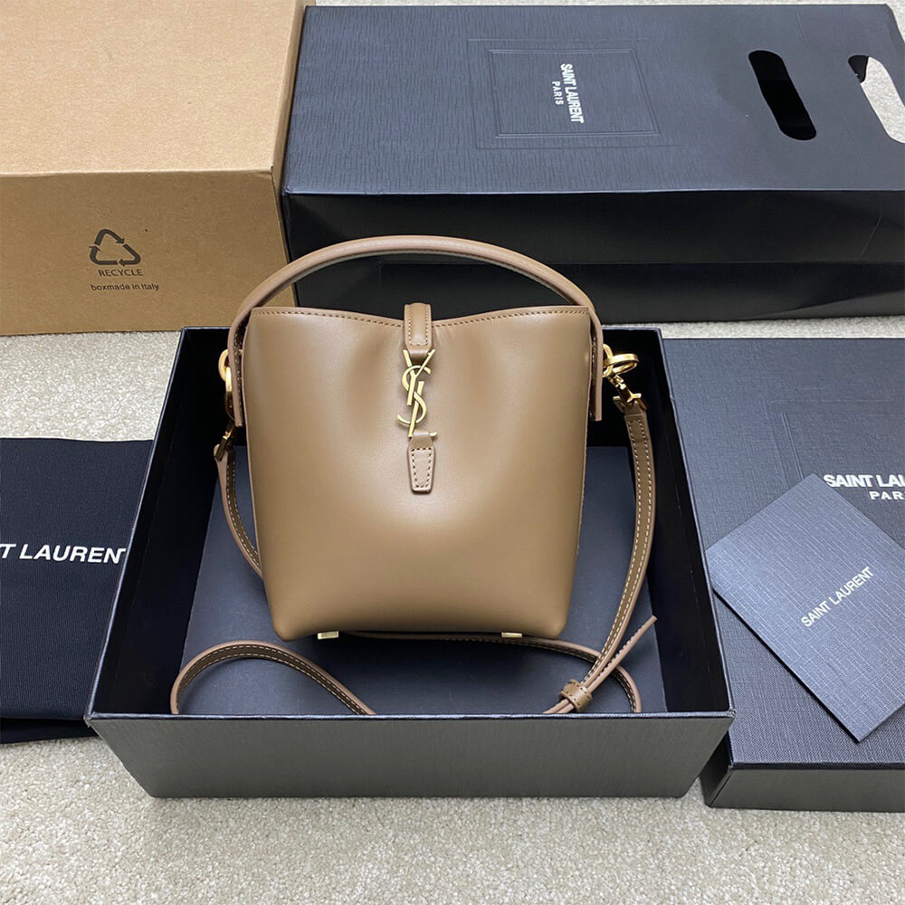 Dark beige YSL LE 37 mini in shiny leather - Image 2