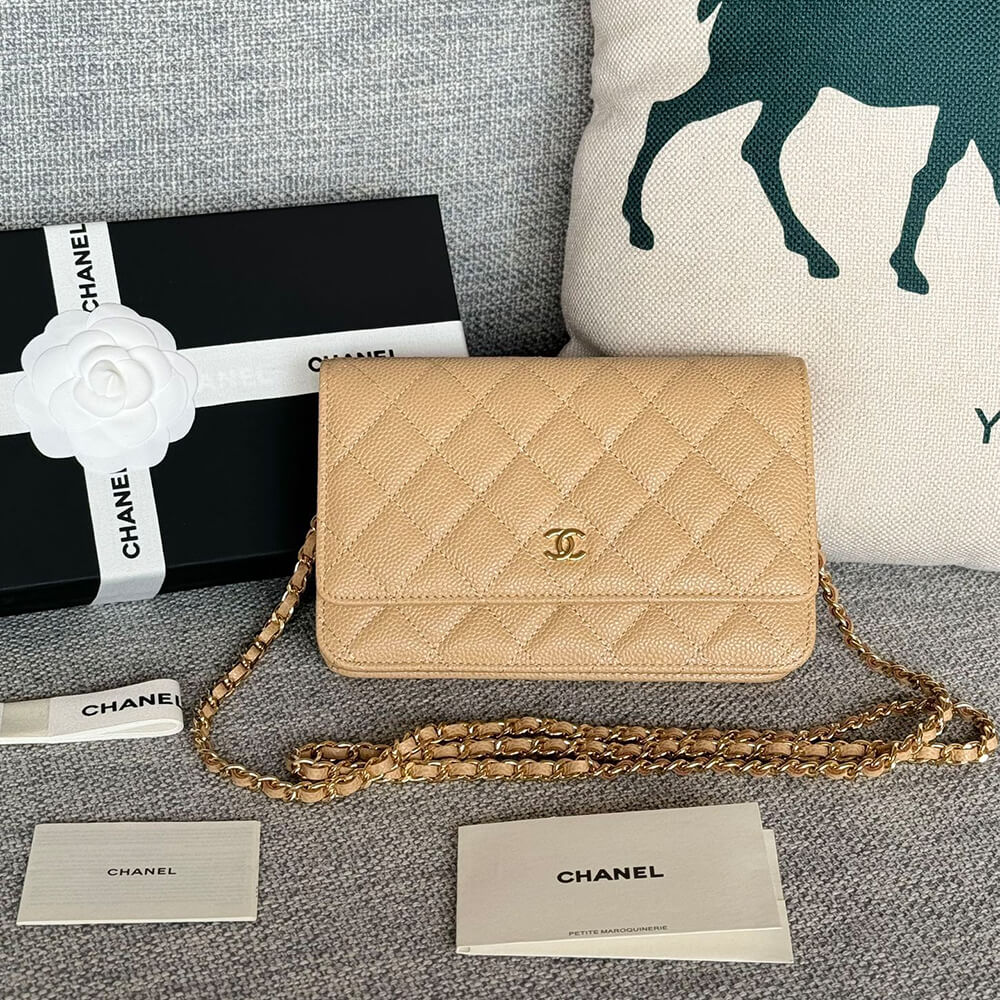Apricot Chanel classic chain wallet - Image 2