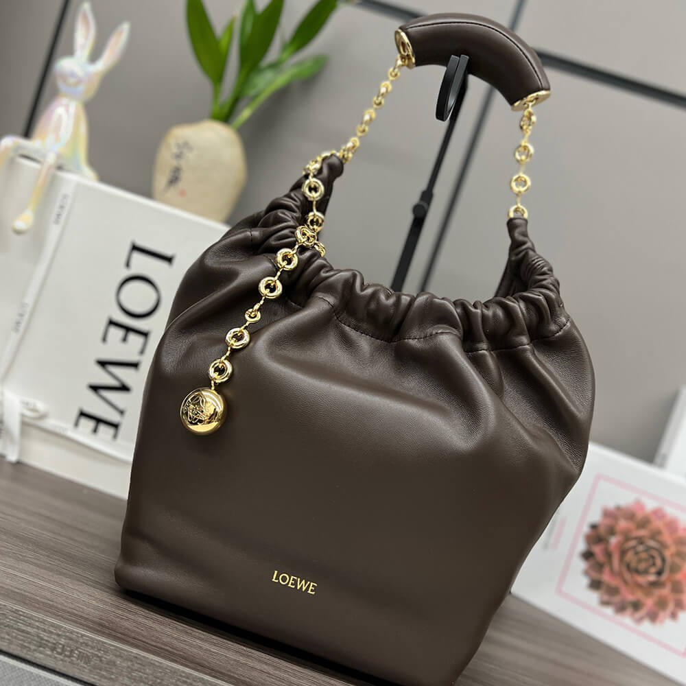 Chocolate Loewe Small Squeeze bag in nappa lambskin - Image 2