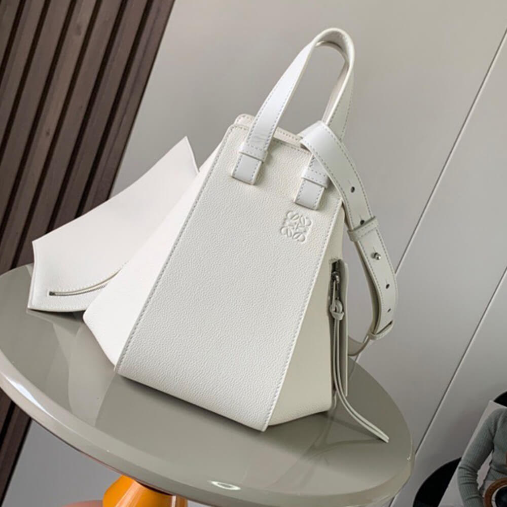 White Loewe Small Hammock bag in soft grained calfskin - Image 2