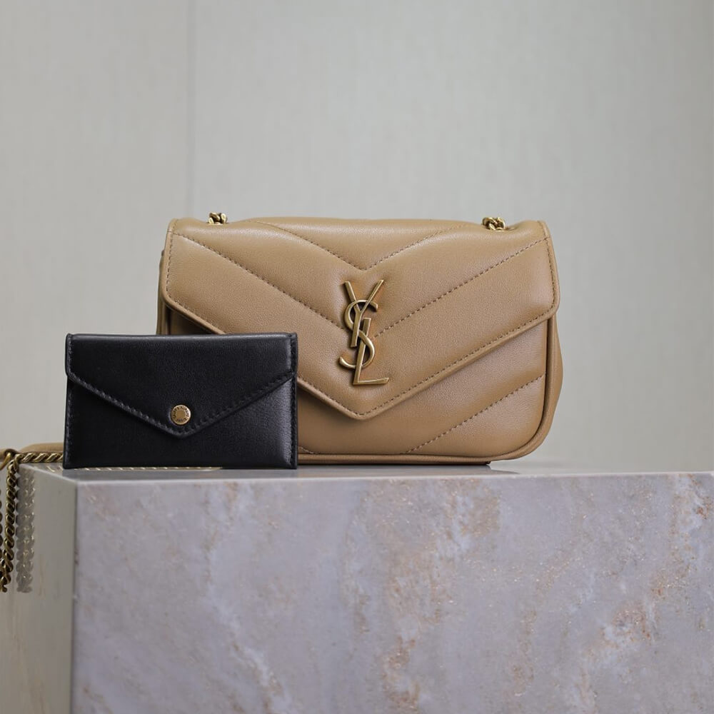 Beige YSL LOULOU MINI in lambskin - Image 2