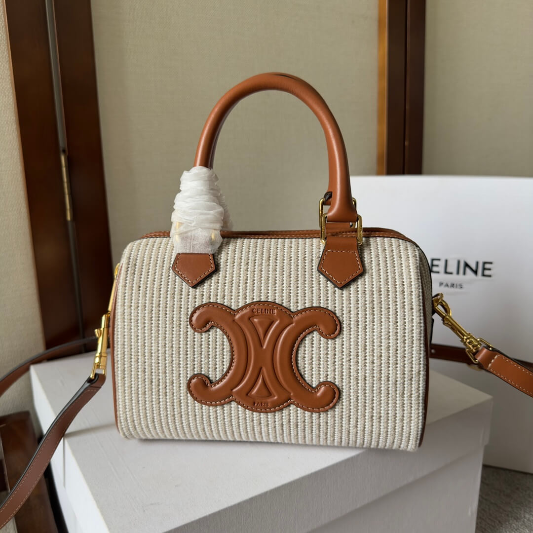 CELINE Small Boston cuir Triomphe in textile and calfskin - Image 2