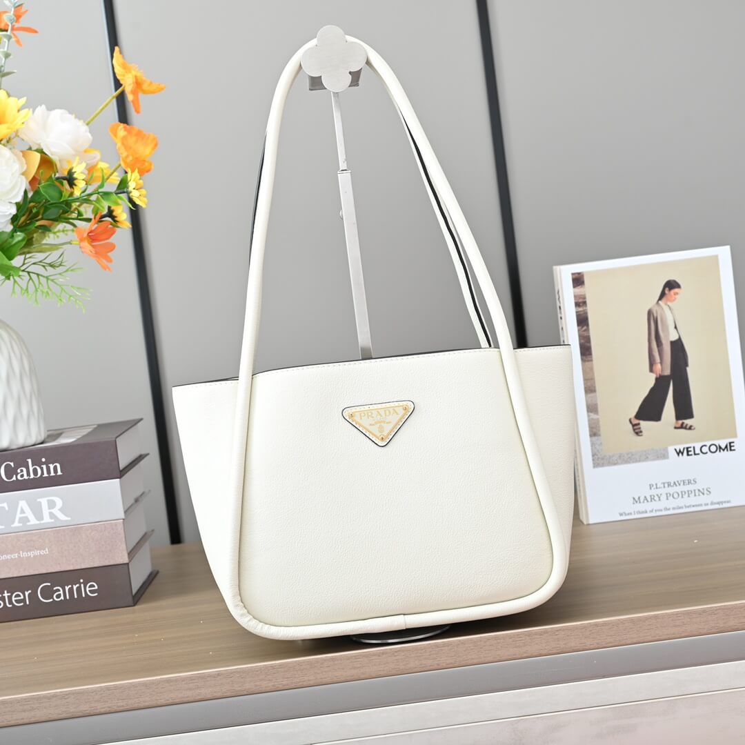 White Prada Leather mini tote bag - Image 2