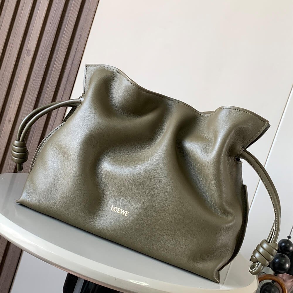 Dark Green LOEWE Medium Flamenco clutch in nappa calfskin (Best
 GRADE) - Image 2