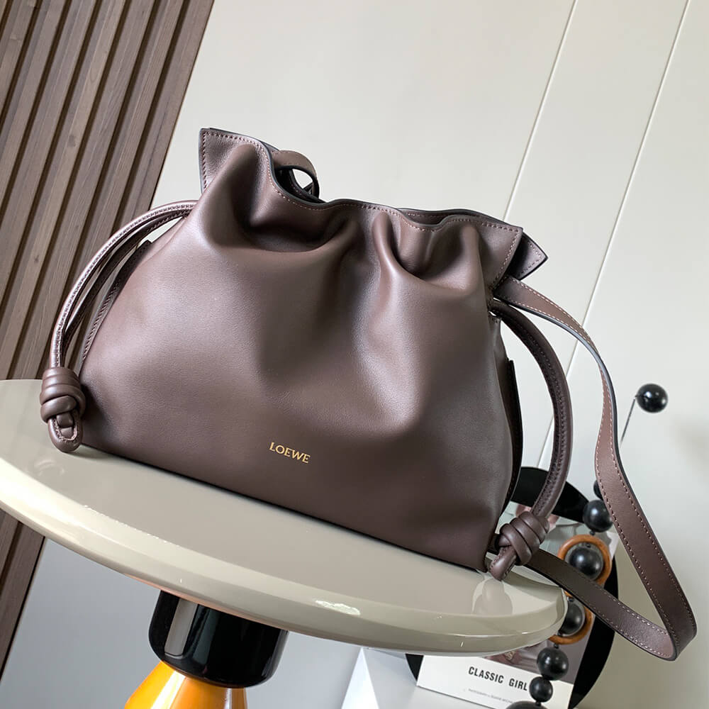 Chocolate LOEWE Medium Flamenco clutch in nappa calfskin (Best
 GRADE) - Image 2