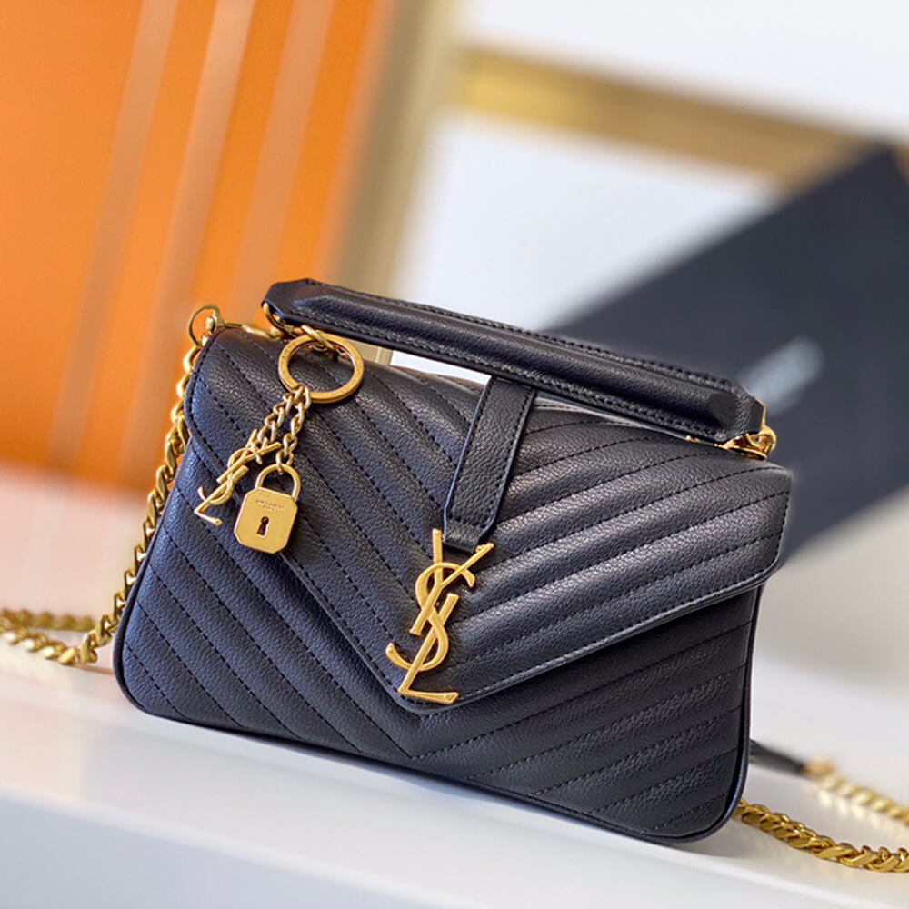 Black Saint Laurent College quilted-leather satchel bag - Image 2