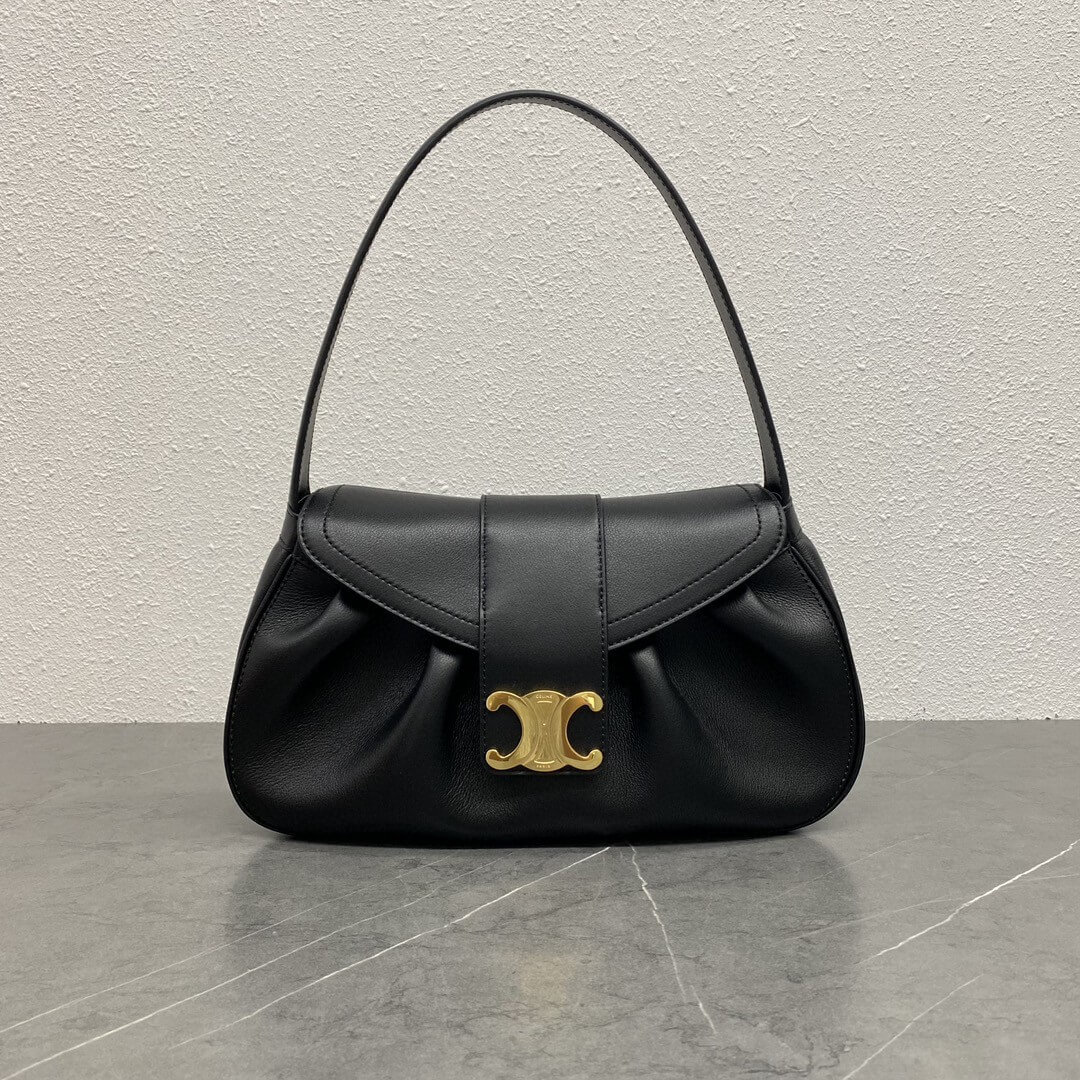 Black CELINE Medium POLLY bag in soft calfskin - Image 2