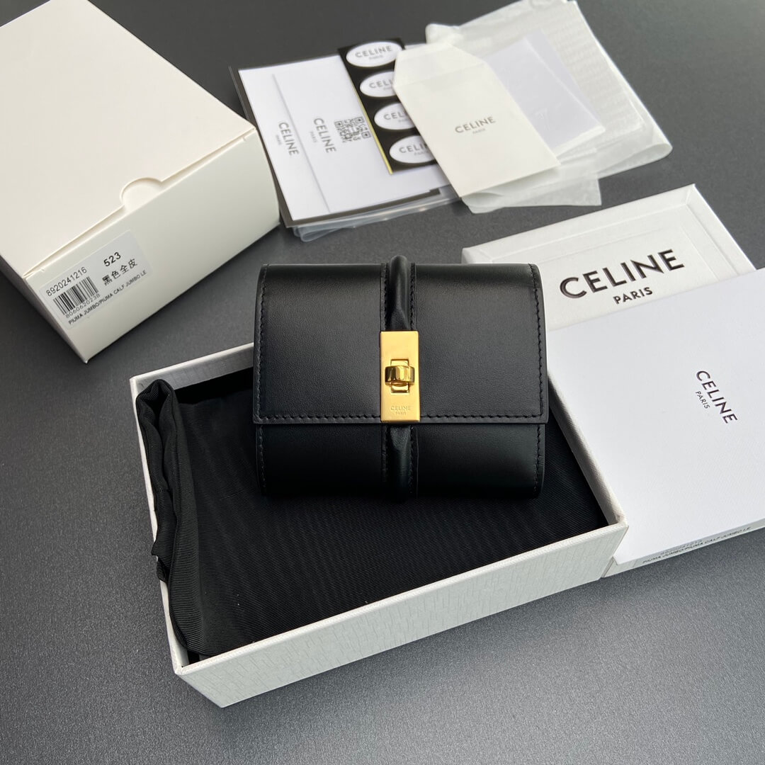 CELINE 16 Small Wallet in Shiny Calf Leather - Image 2