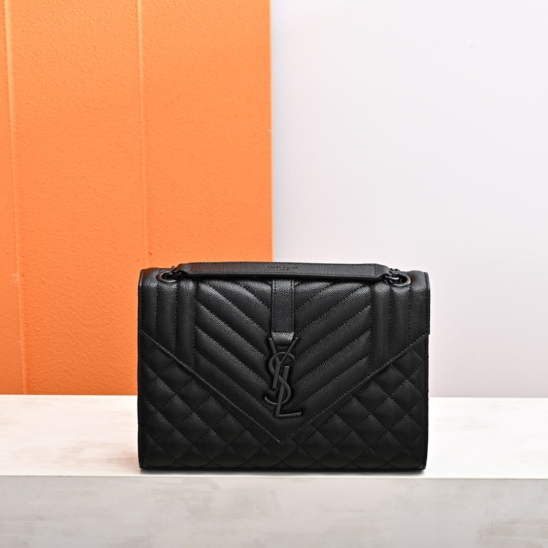 Black YSL ENVELOPE MEDIUM IN QUILTED GRAIN DE POUDRE EMBOSSED LEATHER - Image 2