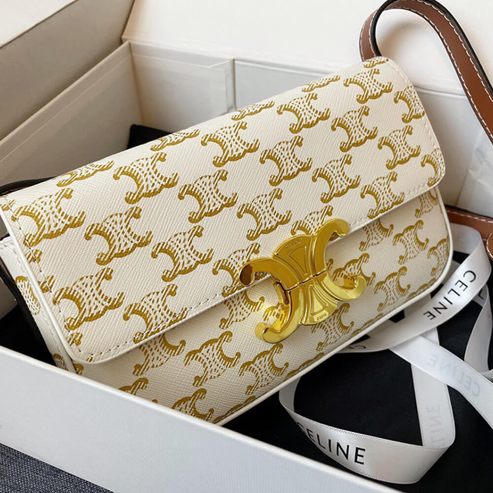 White CELINE TRIOMPHE SHOULDER BAG - Image 2